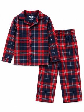New - Sleep On It Red & Navy Plaid Kids Pajama Set | Size 3T